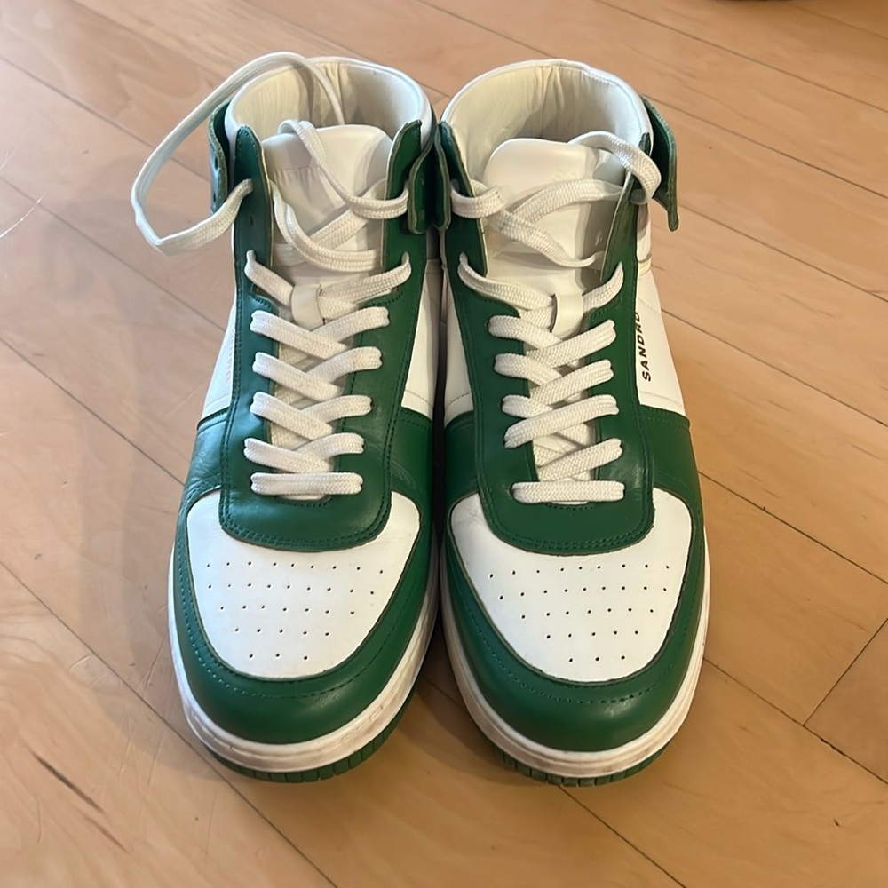 White & Green Sandro Nike Dunks - Men’s Lifestyle High-Top Lace Up Sneakers